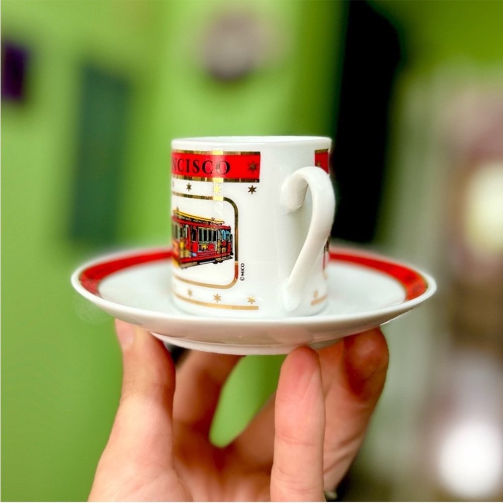 San Francisco Cable Car Souvenir Cup and Saucer Mini Espresso Candle Decor Art - Picture 8 of 8